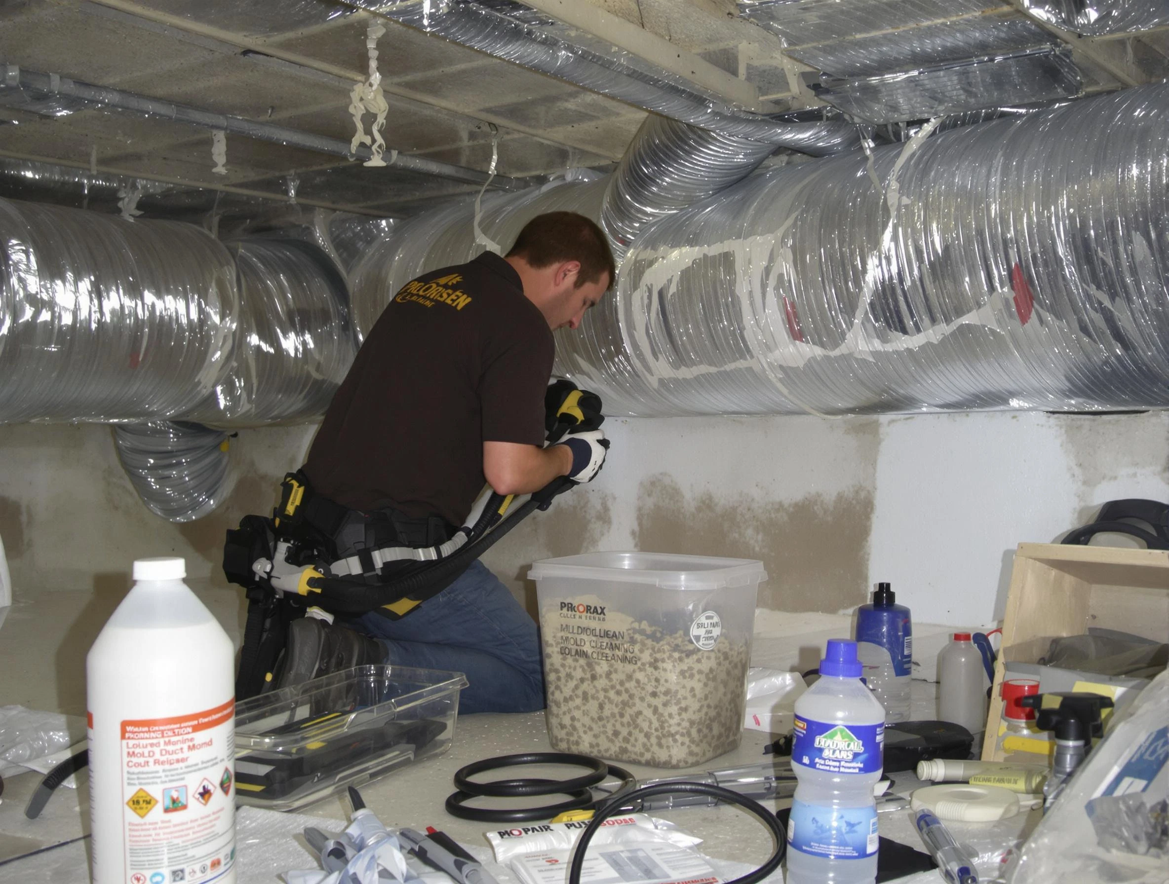 Acton Air Duct Cleaning specialist performing professional mold removal from air ducts in Acton