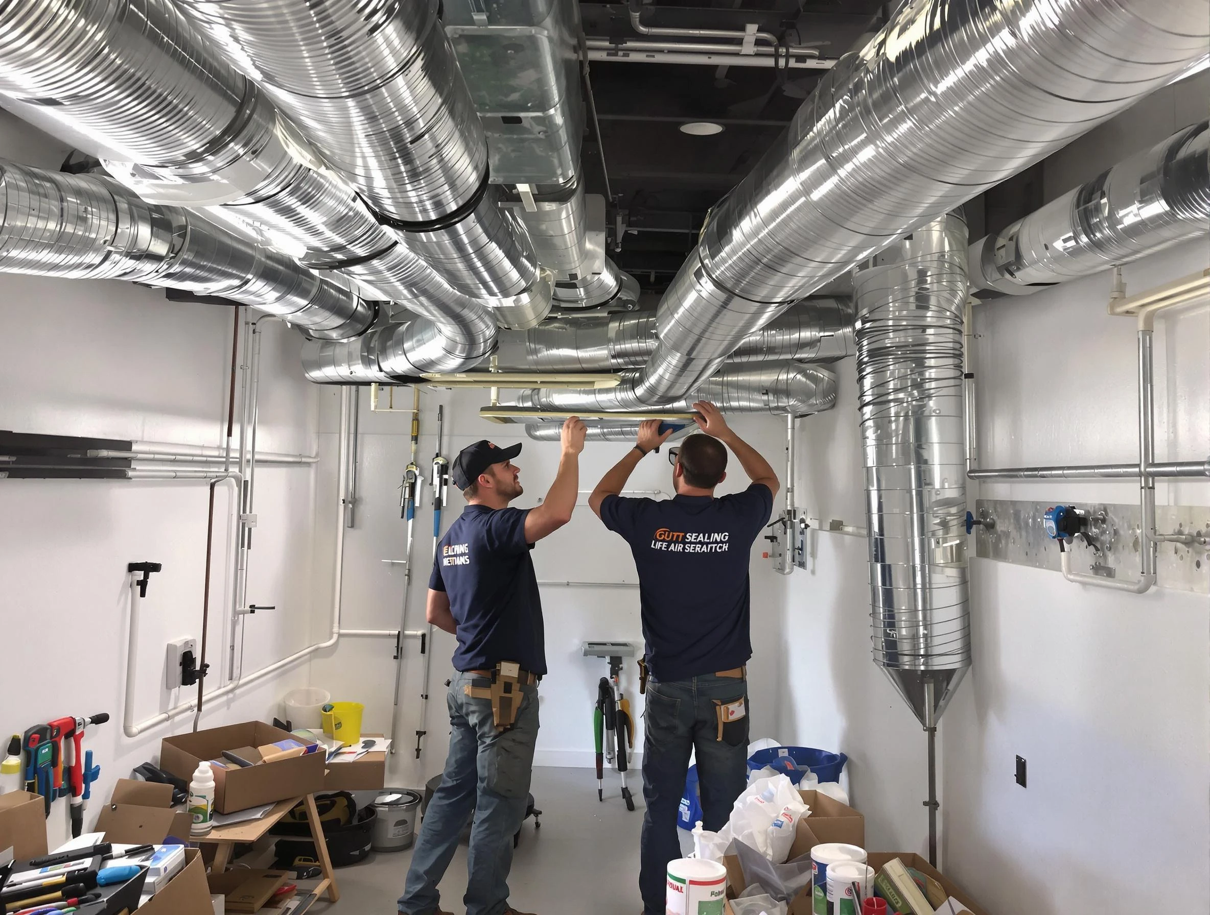 Acton Air Duct Cleaning technician applying professional duct sealing solutions in Acton