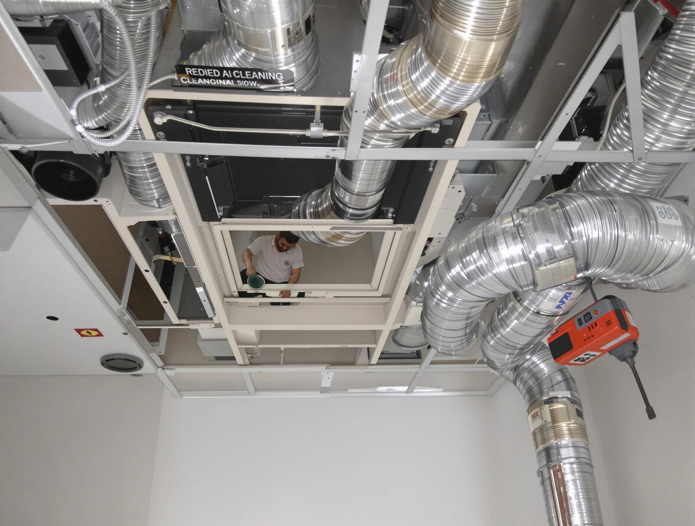 Acton Air Duct Cleaning technician performing detailed central duct system cleaning in Acton