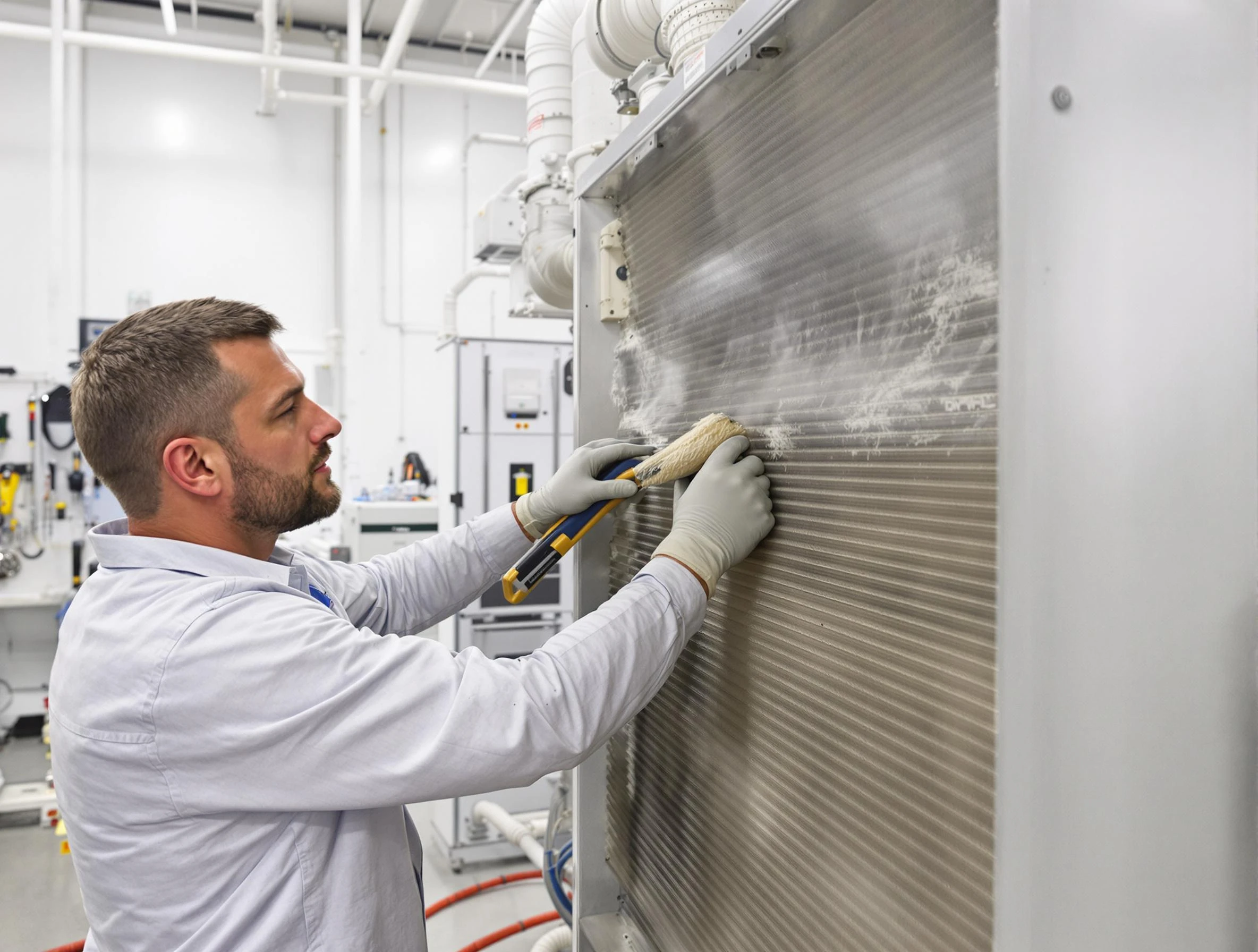 Acton Air Duct Cleaning technician performing precision commercial coil cleaning at a Acton business
