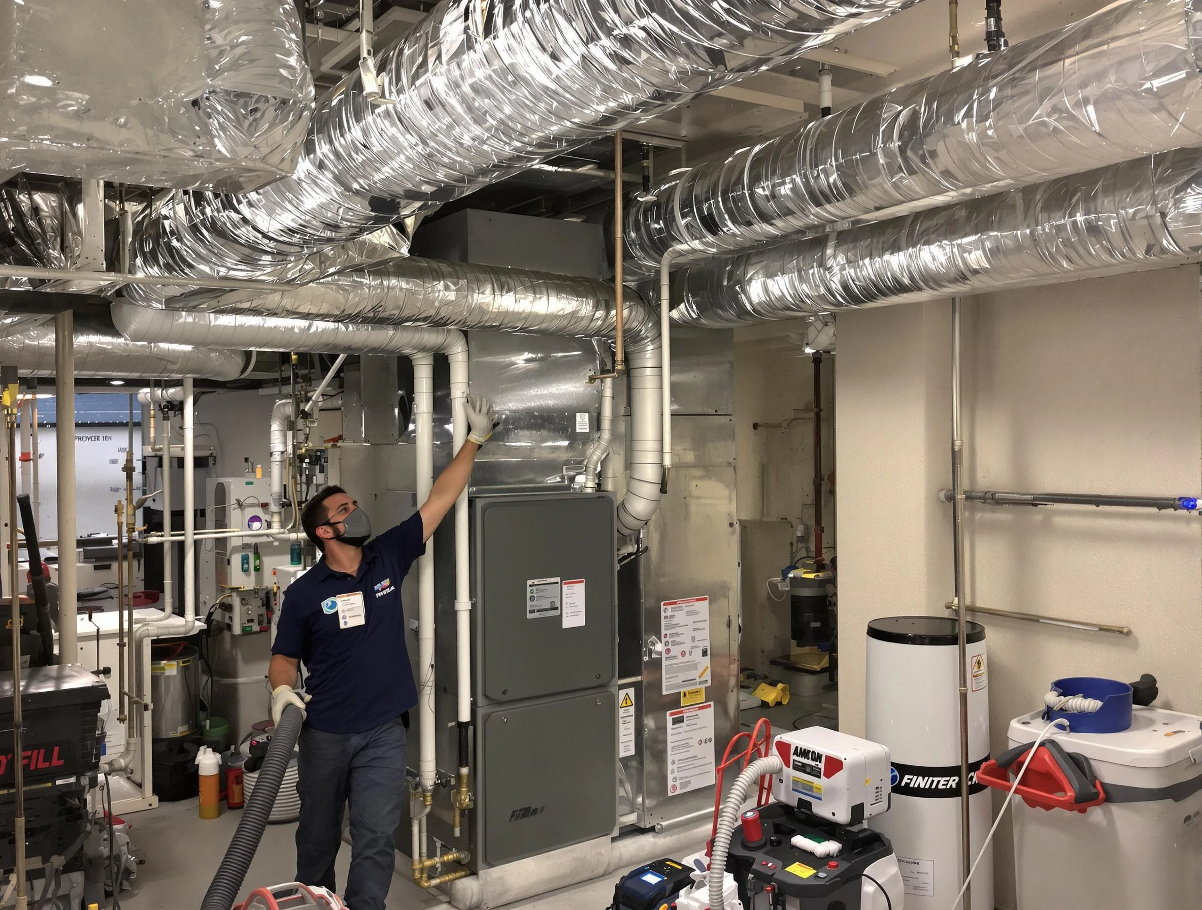 Acton Air Duct Cleaning specialist performing thorough furnace duct cleaning in a Acton residence