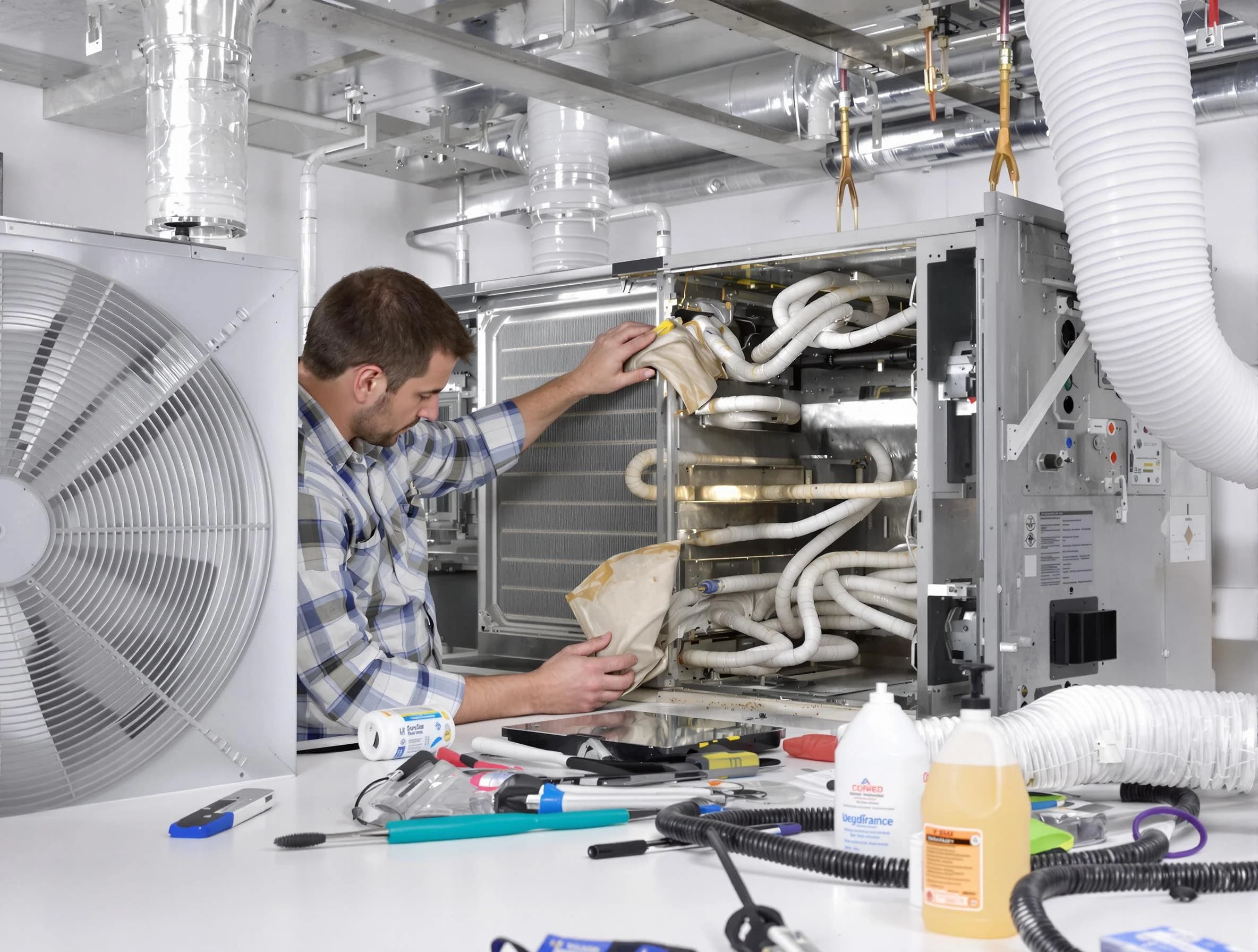 Acton Air Duct Cleaning specialist performing precision AC coil cleaning in Acton