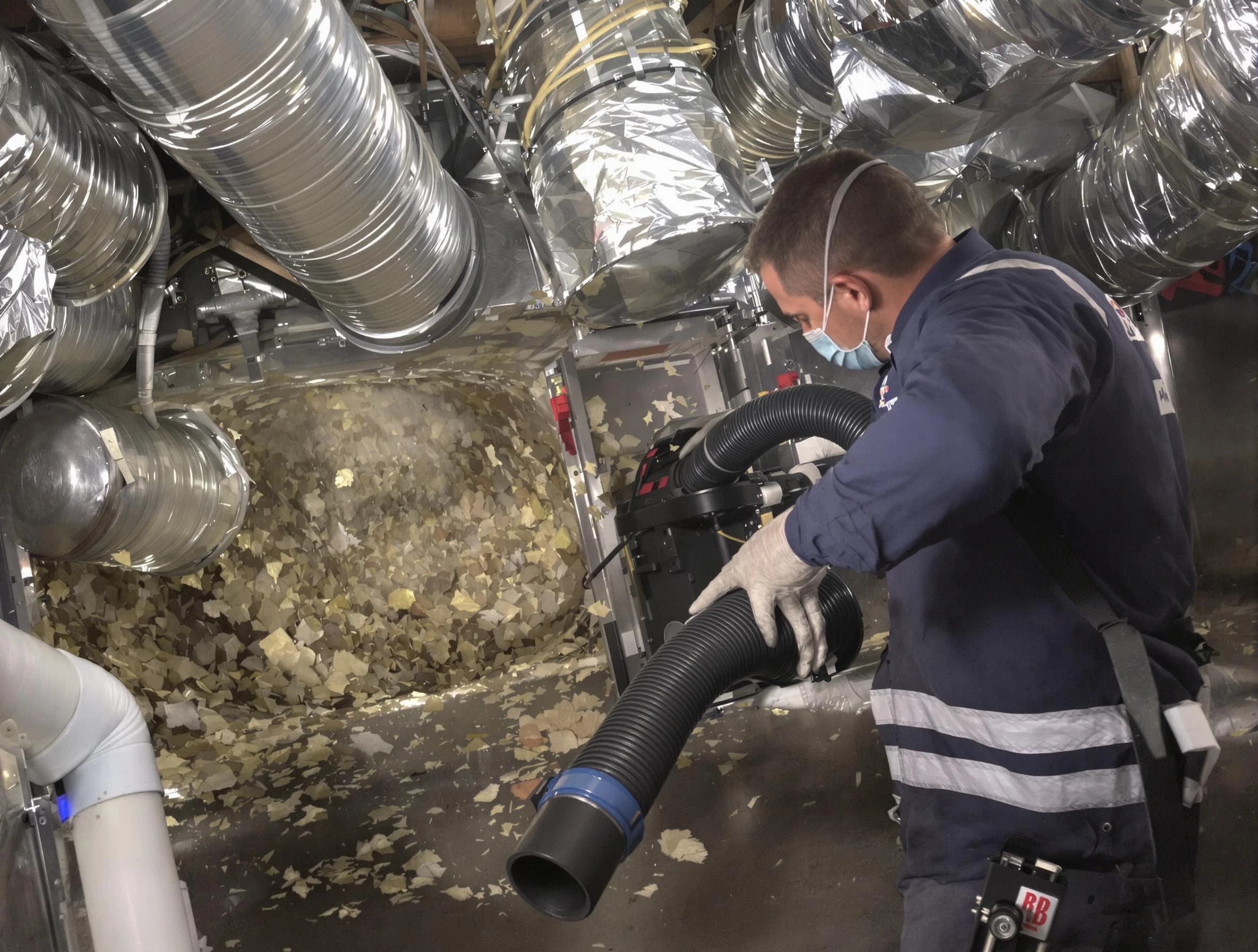 Acton Air Duct Cleaning specialist operating negative pressure cleaning equipment for thorough duct maintenance in Acton