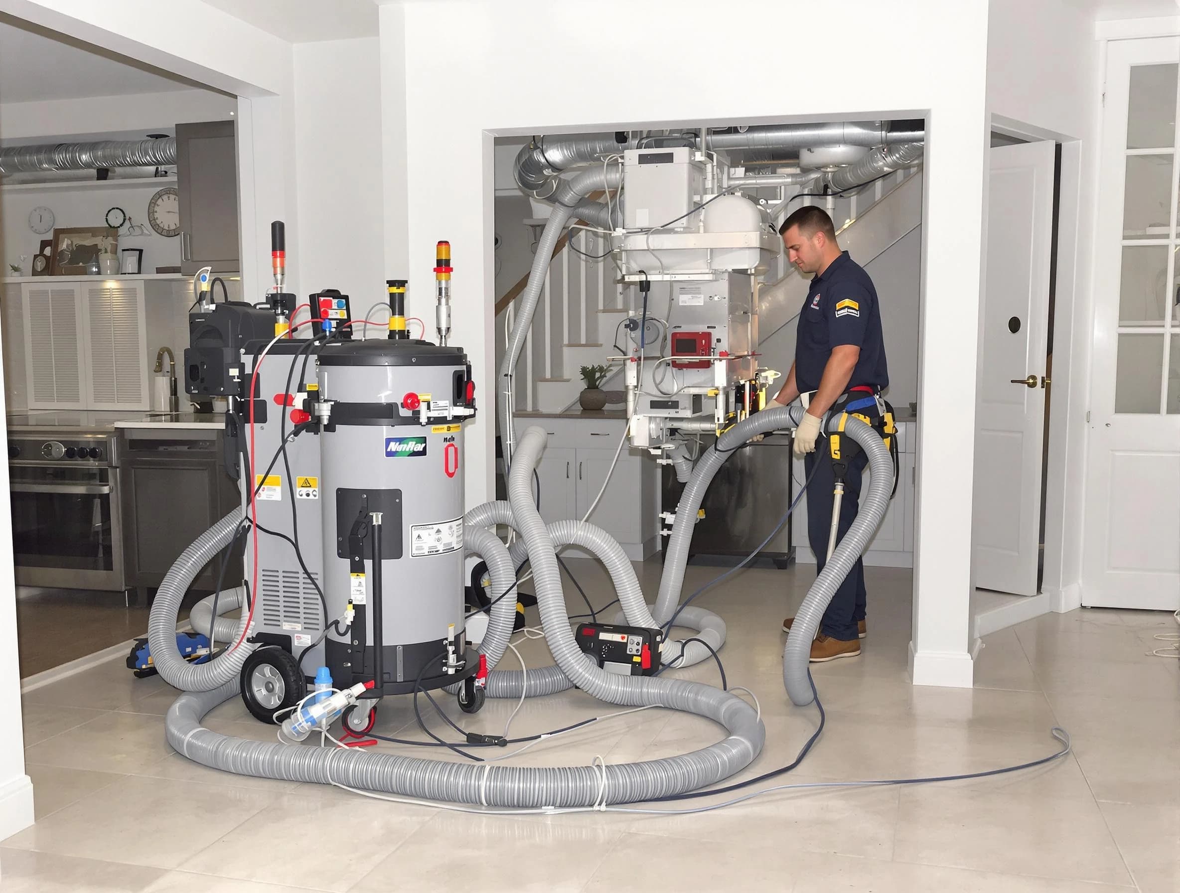 Acton Air Duct Cleaning technician operating negative pressure cleaning equipment for thorough duct maintenance in Acton